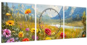 Tablou - Peisaj pictat (cu ceas) (90x30 cm)