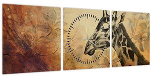 Tablou - Girafă, pictură (cu ceas) (90x30 cm)