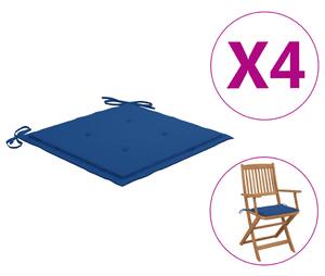 Perne scaun grădină, 4 buc., albastru regal, 40x40x3 cm, textil