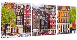 Tablou - Amsterdam, case de dans (cu ceas) (90x30 cm)