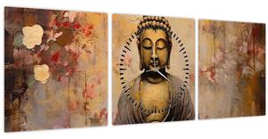 Tablou - Buddha, pictură (cu ceas) (90x30 cm)