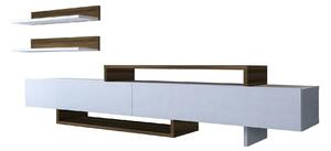 Mobilier living NIRVANA, alb/stejar inchis, PAL melaminat, 3 piese