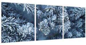 Tablou - Pădure înzăpezită (cu ceas) (90x30 cm)