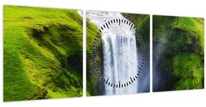 Tablou - Cascada Skogafoss (cu ceas) (90x30 cm)