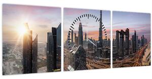 Tablou - Panorama din Dubai (cu ceas) (90x30 cm)