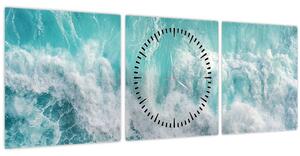 Tablou - Vedere a valurilor oceanului (cu ceas) (90x30 cm)