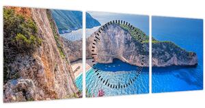 Tablou - Plaja Navagio, Grecia (cu ceas) (90x30 cm)