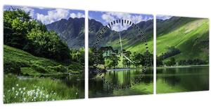 Tablou - Peisaj cu un lac (cu ceas) (90x30 cm)