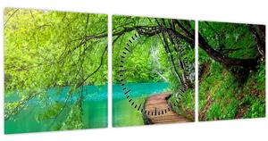 Tablou - Lacurile Plitvice (cu ceas) (90x30 cm)