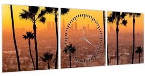 Tablou - Panorama din Los Angeles (cu ceas) (90x30 cm)