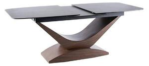 Masa sticla securizata DOLCE, gri mat/nuc, 180-240x95x76 cm