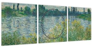 Tablou - Claude Monet, Banks of the Seine, reproducere (cu ceas) (90x30 cm)