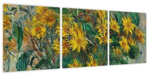 Tablou - Claude Monet, Jerusalem Artichoke Flowers, reproducere (cu ceas) (90x30 cm)