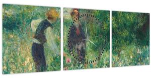 Tablou - Auguste Renoir, Picking Flowers, reproducere (cu ceas) (90x30 cm)