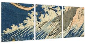 Tablou - Katsushika Hokusai, Fishing Boats at Choshi in Shimosa (Soshu Choshi) , reproducere (cu ceas) (90x30 cm)