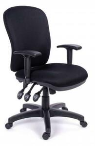 Scaun de birou MAYAH cu brațe reglabile, tapițerie neagră perlată, suport negru pentru picioare, MAYAH 