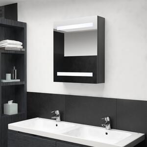 Dulap de baie cu oglindă și LED-uri, gri, 50x14x60 cm