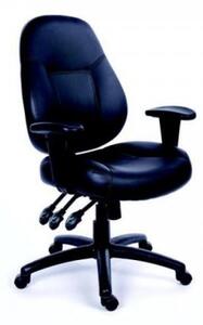 Scaun de birou MAYAH cu brațe reglabile, tapițerie din piele neagră, suport negru pentru picioare, MAYAH 