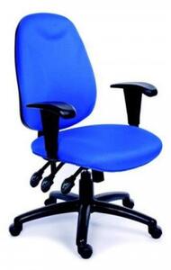 Scaun de birou MAYAH cu brațe reglabile, tapițerie exclusivă din țesătură albastră, suport negru pentru picioare, MAYAH 