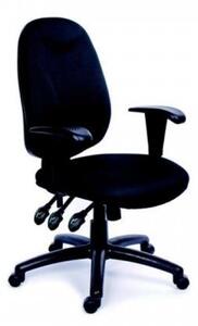 Scaun de birou MAYAH cu brațe reglabile, tapițerie exclusivă din țesătură neagră, suport negru pentru picioare, MAYAH 