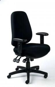 Scaun de birou MAYAH cu brațe reglabile, tapițerie exclusivă din țesătură neagră, suport negru pentru picioare, MAYAH 