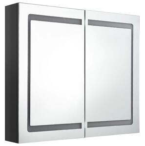 Dulap de baie cu oglindă și LED, negru strălucitor, 80x12x68 cm