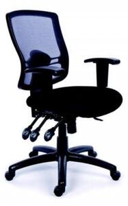 Scaun de birou MAYAH cu brațe reglabile, tapițerie din material textil negru, spătar din plasă, suport pentru picioare negru, MAYAH "Creative"
