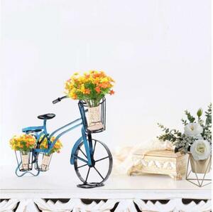 Ghiveci de flori RETRO în formă de bicicletă, negru/albastru, ALBO