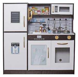 Aga4Kids Bucătărie din lemn Mr.Cook XXL cu echipament bogat și design modern, lumini și sunete Maro-gri