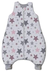 Sac de dormit cu picioare pentru copii 6-18 luni Kidizi All Pink Stars 1 tog, mansete transformabile in soseta