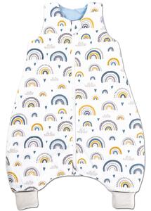 Sac de dormit cu picioare pentru copii 6-18 luni Kidizi Blue Rainbow 1 tog, mansete transformabile in soseta