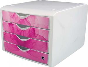 HELIT Dulap de arhivare, plastic, 4 sertare, HELIT "Chameleon", roz
