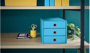 LEITZ Dulap de arhivare din carton laminat, 3 sertare, LEITZ "Cosy Click&Store", albastru calm