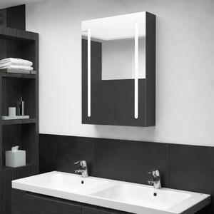 Dulap de baie cu oglindă și LED, negru strălucitor, 50x13x70 cm