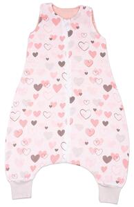 Sac de dormit cu picioare de vara din muselina 18-36 luni Kidizi Pink Hearts, 100% bumbac, 0.5 tog