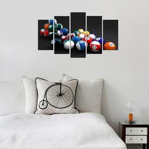 Tablou MDF ( 5 buc ) Biliard, Multicolor, 60x110 cm