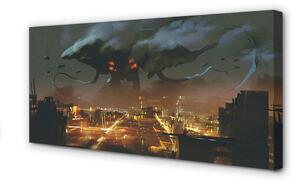 Tablouri canvas City pe timp de noapte monstru fum
