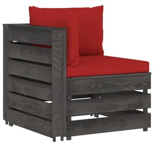 Canapea de colț modulară cu perne, gri, lemn impregnat