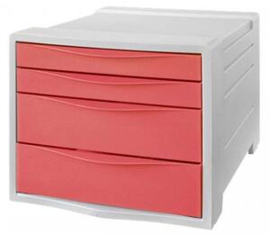 ESSELTE Dulap de arhivare, plastic, 4 sertare, ESSELTE "Colour&#039;Breeze", coral translucid