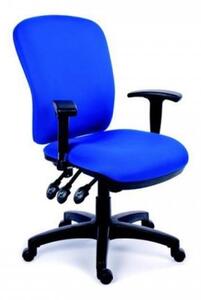 Scaun de birou MAYAH cu brațe reglabile, tapițerie din material textil albastru perlat, suport negru pentru picioare, MAYAH "Comfort"