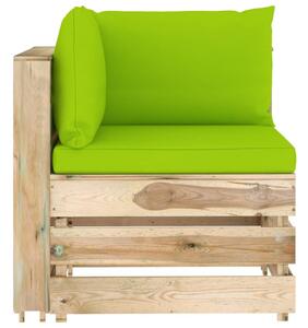 Canapea de colț modulară cu perne, lemn verde tratat
