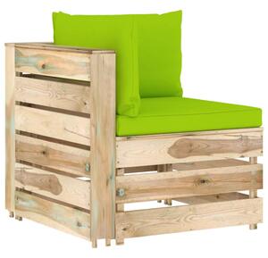 Canapea de colț modulară cu perne, lemn verde tratat