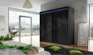 Dulap cu usi glisante Lena I 180 (negru) (iluminare LED RGB colorat). 1058466