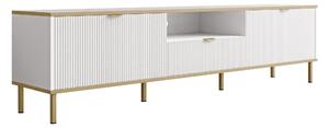Comodă TV Comfivo Elblare, Auriu, Alb, MDF, PAL laminat, 46x181x35cm, 31.5 kg