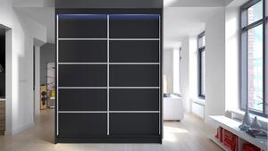 Z0ND0 Dulap cu usi glisante Bianca IV (negru) (iluminare LED RGB colorat). 1059131