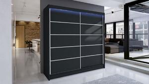 Z0ND0 Dulap cu uși glisante Bastian IV (negru) (iluminare LED RGB colorat). 1059151
