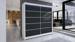Z0ND0 Dulap cu uși glisante Bastian IV (alb + negru) (iluminare LED RGB colorat). 1059153