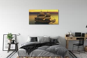 Tablouri canvas cer galben navă de mare
