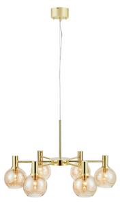 Markslöjd Lampă suspendată Ambra, alamă/chihlimbar, sticlă, Ø 75 cm, reglabil, Bej, Camera de zi / sufragerie, Metal