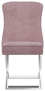 Scaun sufragerie, roz, 53x52x98 cm, catifea & oțel inoxidabil